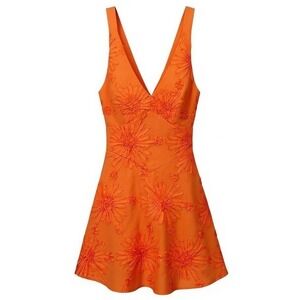 NEW Altar State Women's XS Orange Floral Embroidered Fit Flare Dress  - AC